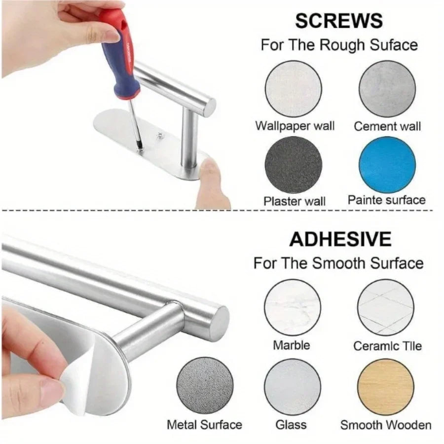 Wall Mounted Kitchen Racks Storage Stainless Steel Paper Towel Holder Self-Adhesive - Storage Shelf - view 5