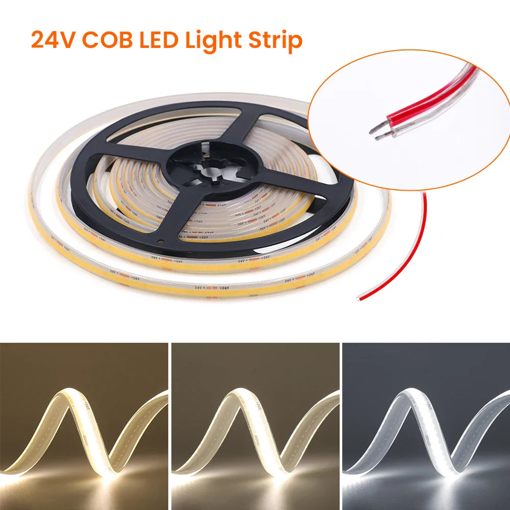1-20M IP68 Waterproof COB LED Strip 12V 24V 320LEDs/M RA90 Flexible Light Bar Kitchen - LED Strip Light - view 3