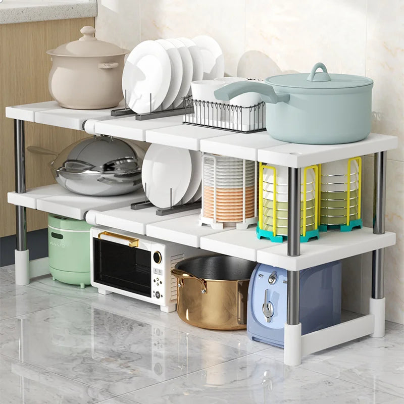 Multi Functional Stretchable Kitchen Storage Organizer Holder Rack for Space Saving - Cabinet Organizer
