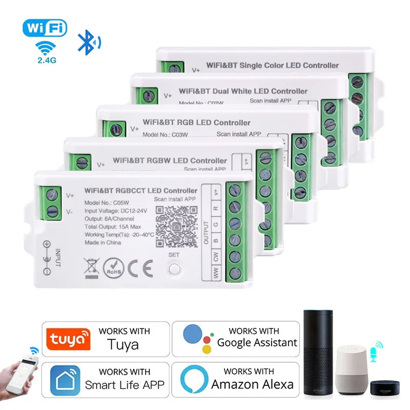 Tuya WiFi LED Controller Alexa Google Home Voice Control RGB RGBW CCT LED Strip - LED Strip Light