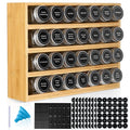 Spice Rack Organizer With 28 Spice Jars, 780 Labels, 4 Tier Wood Hanging Shelf - Cabinet Organizer