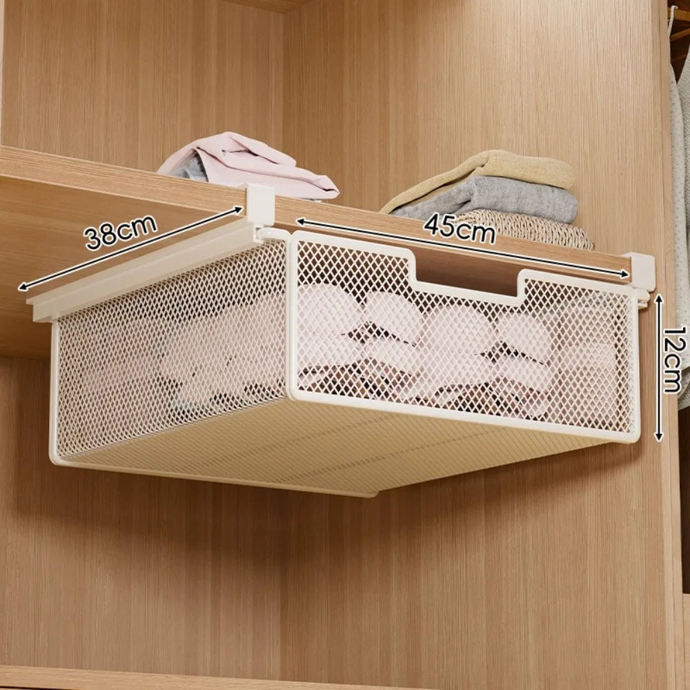 Large Capacity Underwear Storage Basket Pure Color Under Cabinet Hanging Organizer - Cabinet Organizer