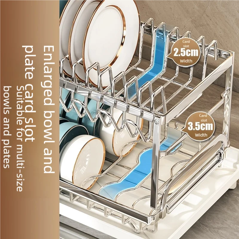 304 stainless steel kitchen storage rack, bowl and plate storage box, draining rack - Storage Shelf - view 4