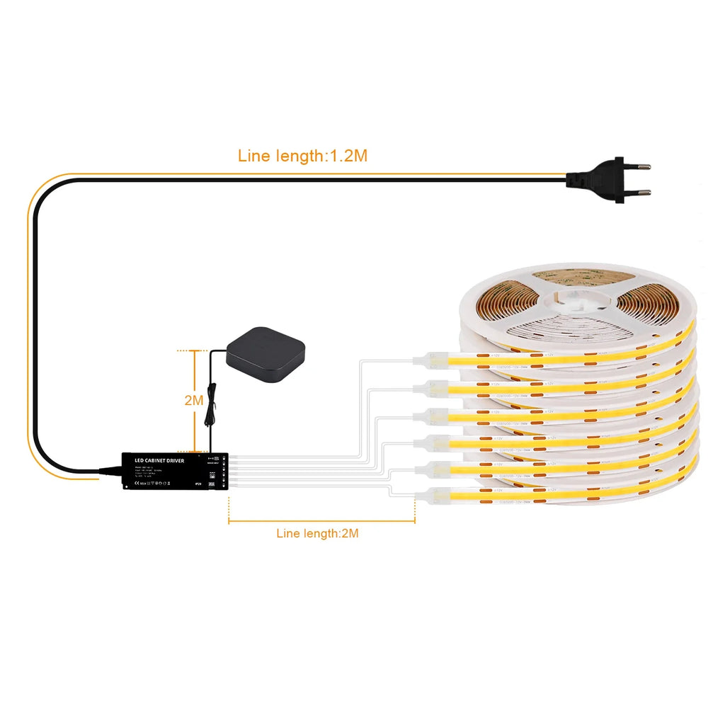 Under Cabinet COB LED Strip Light Collection Display Closet Bookcase Wardrobe Lamp - Cabinet Organizer