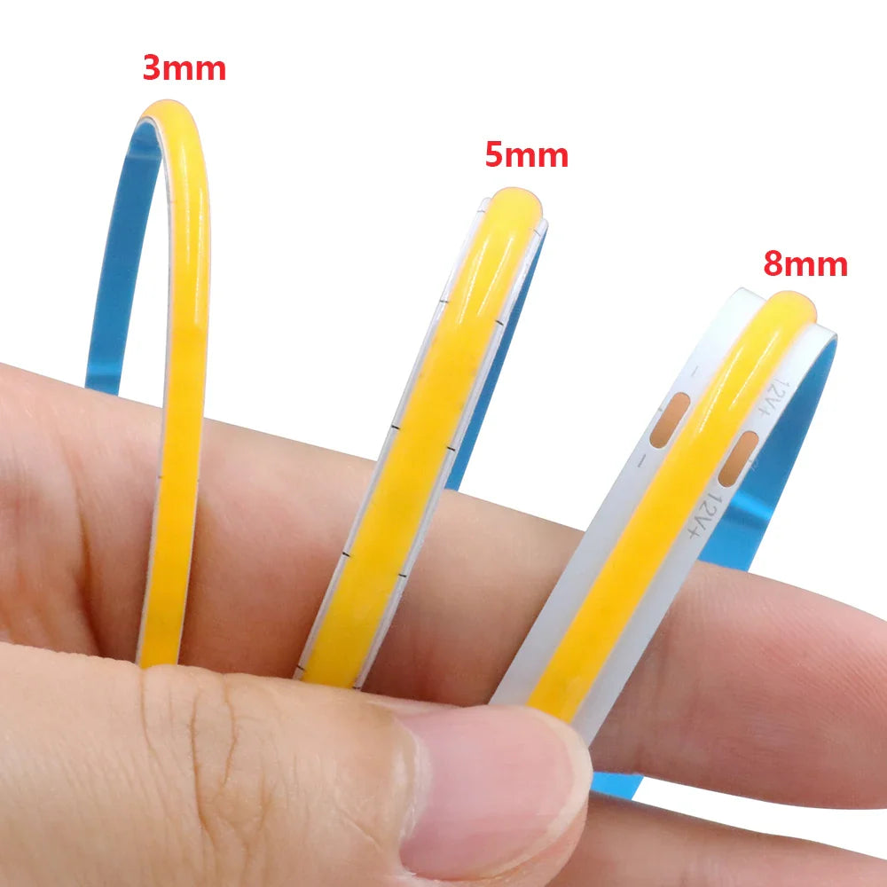 12V 24V 3mm 5mm PCB COB LED Strip Light 384LED/m 2Pin Wire/DC Plug High - LED Strip Light