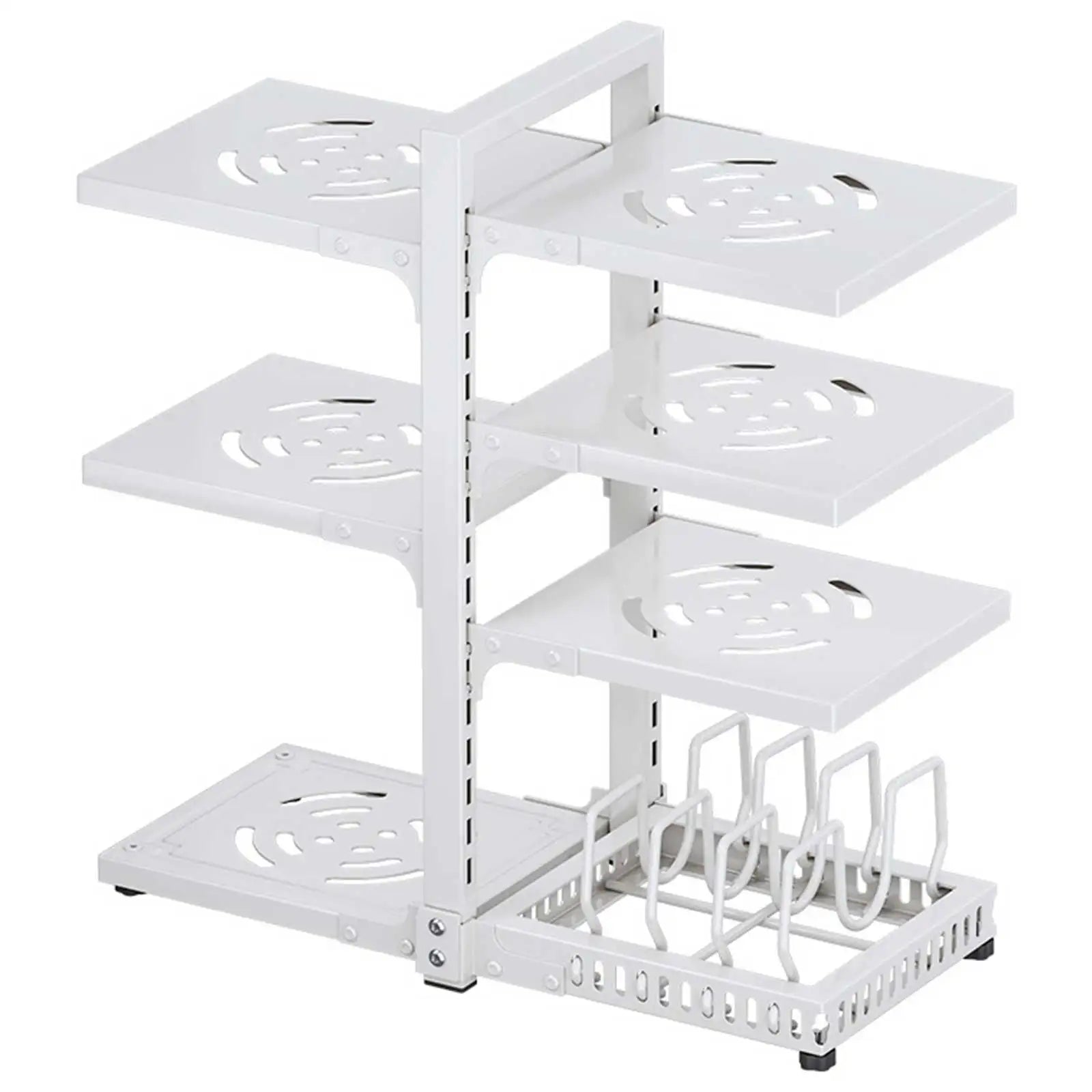 Multi-Tier Kitchen Storage Rack Pot Pan Organizer with Adjustable Shelves - Cabinet Organizer