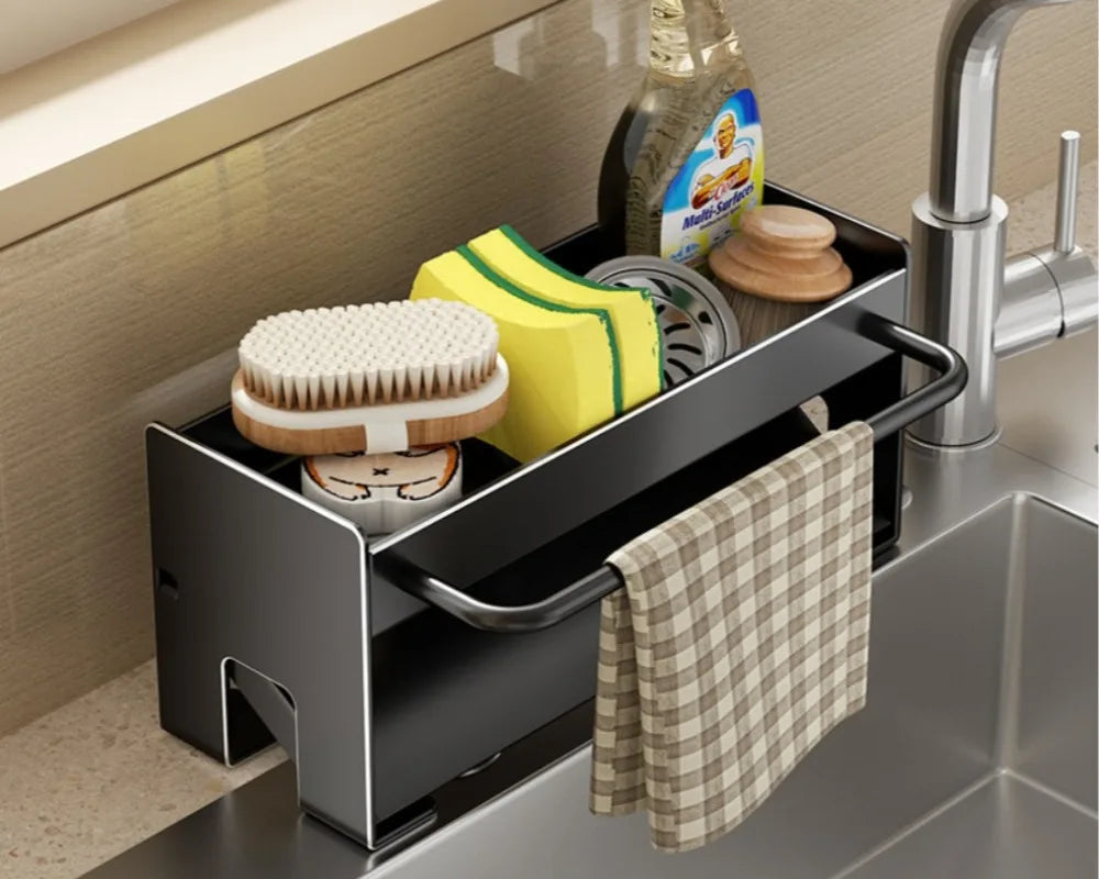 Kitchen Shelf Floor Countertop Faucet Sink Supplies Household Seasoning Rag Storage - Kitchen Faucet - view 4