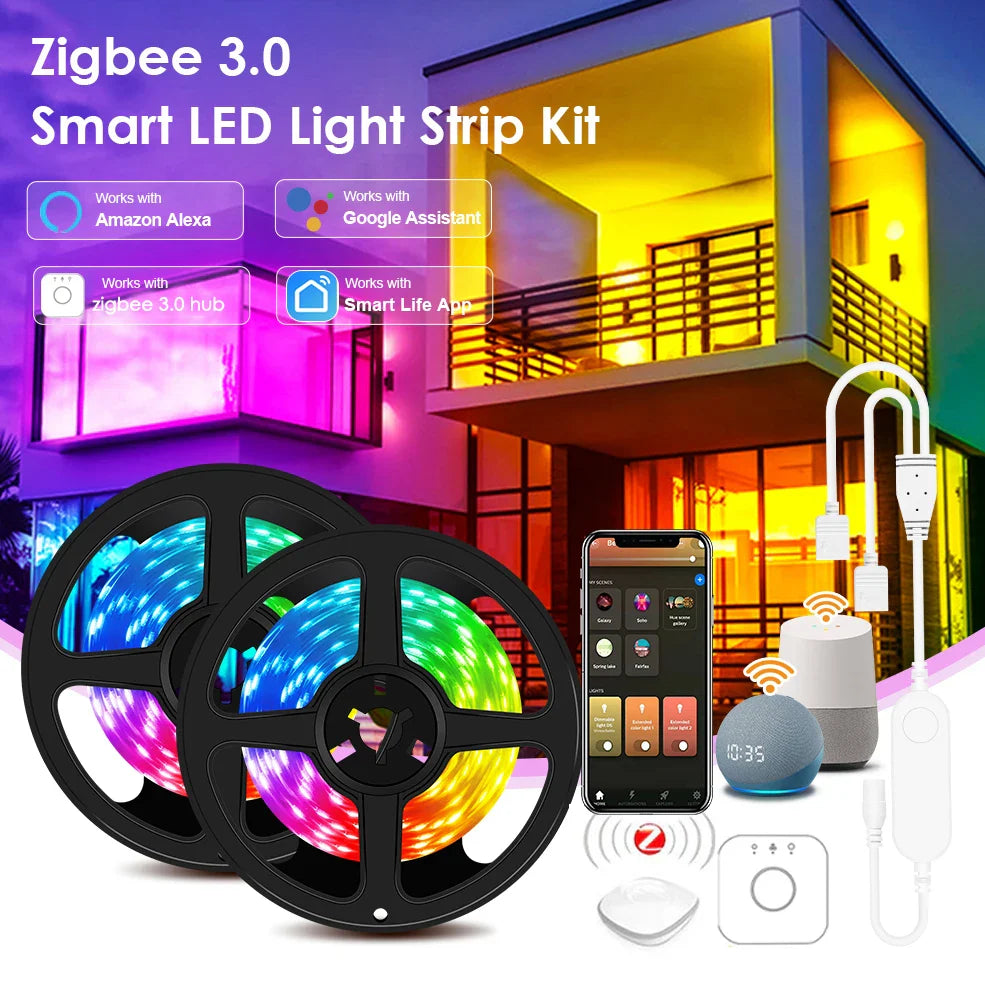 12V Smart Home Zigbee RGB Led Strip Lights 5M 10M 20M 5050 Flexible Led - LED Strip Light