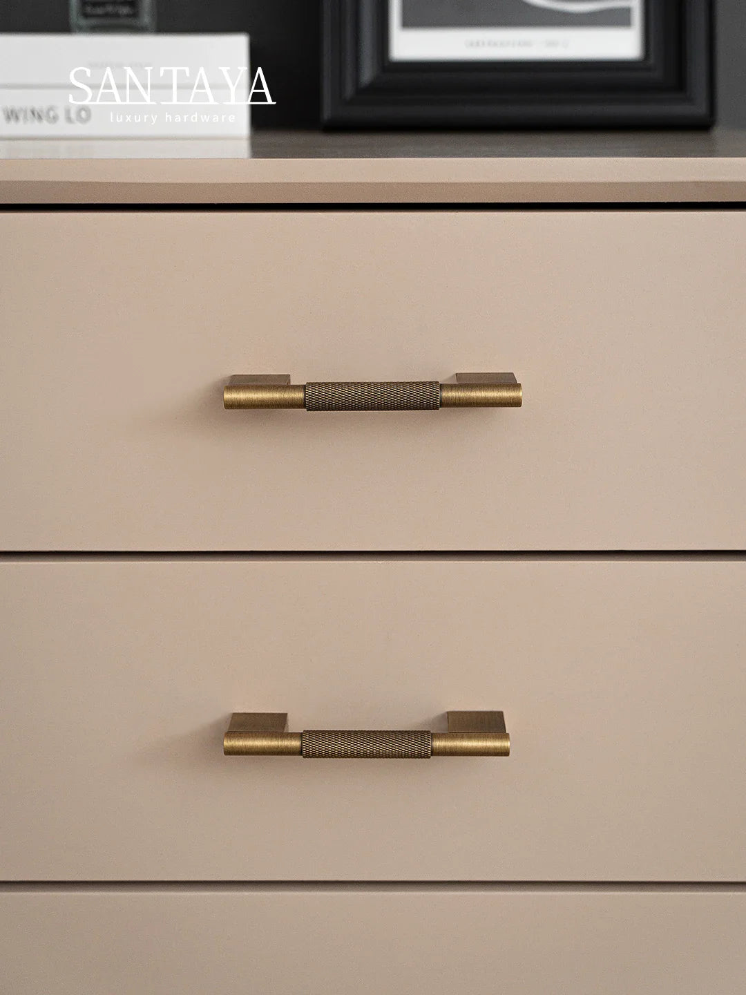 Santaya Cross Knurled Handle Antique Brass Long Handle Kitchen Cabinet Pull Bronze - Cabinet Organizer - view 5