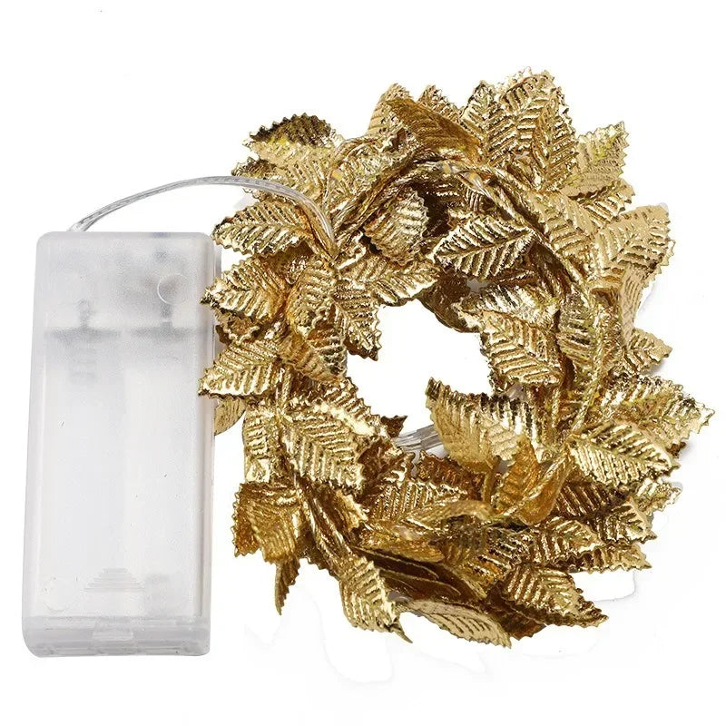 5M 10M LED Lights String Silver Golden Tiny Leaves Fairy Garland Light Lamp Christmas - Lighting - view 6