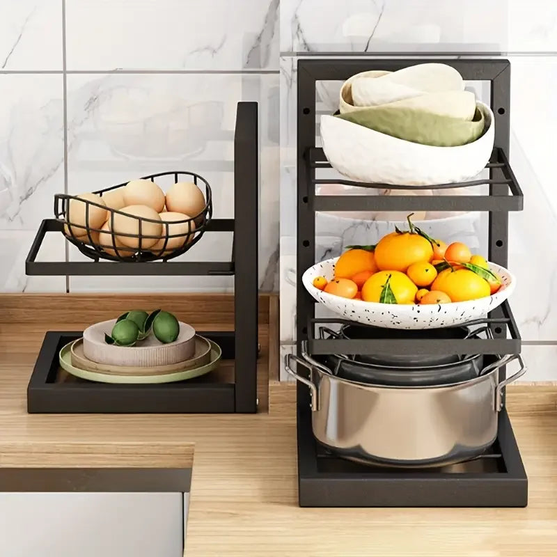 1pc Height Adjustable 3/4 Layer Pot Rack Storage Rack Stainless Steel Under Sink Household - Storage Shelf - view 5