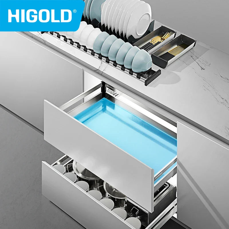 HIGOLD 600mm Kitchen Cabinet Basket Pull Drawer 800mm / 900mm 304 Stainless Steel Dish - Cabinet Organizer - view 2