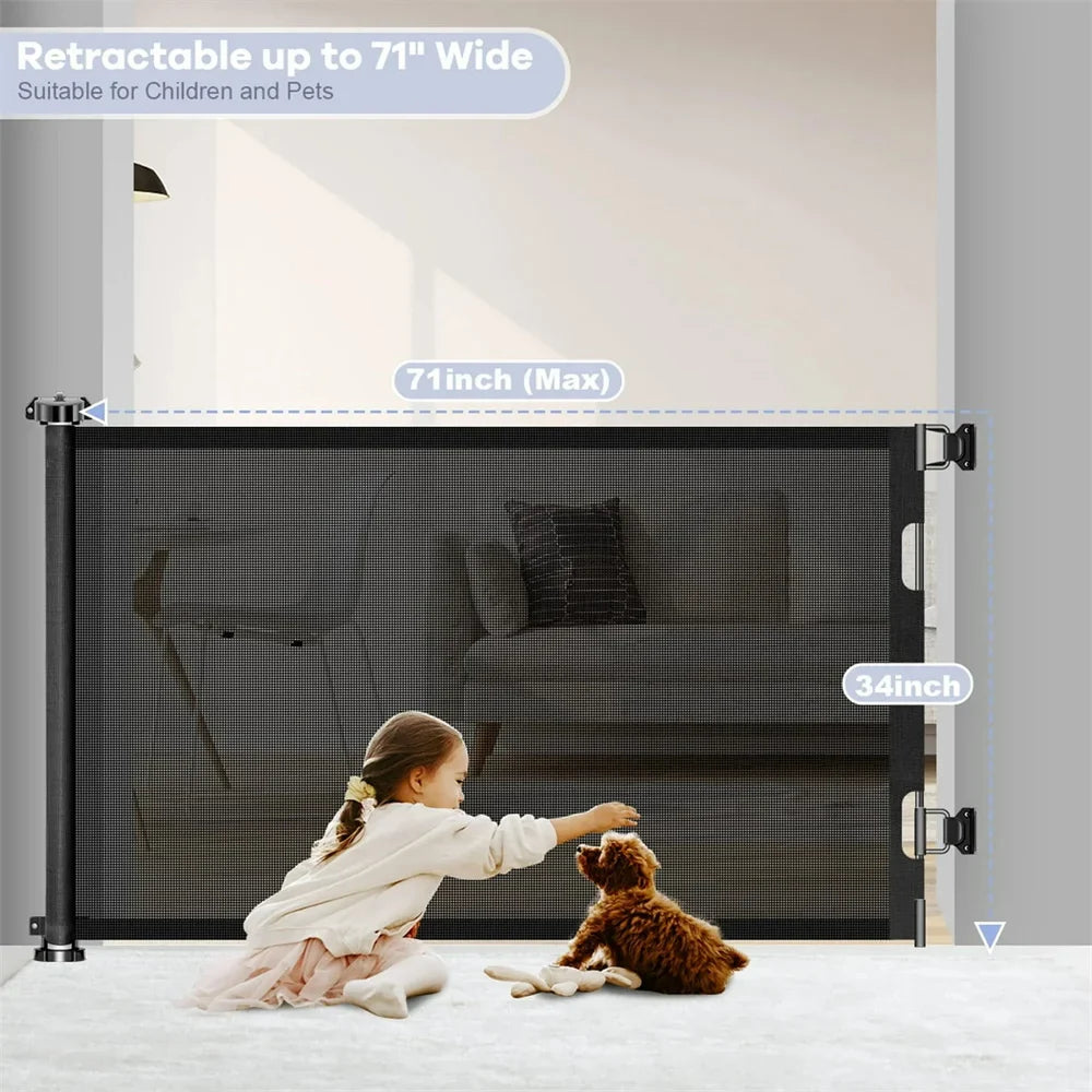 Retractable Baby Gate, 34in Extra Tall Baby Safety Gate, 71" Wide Baby Gate Dog - Safety Gate - view 6