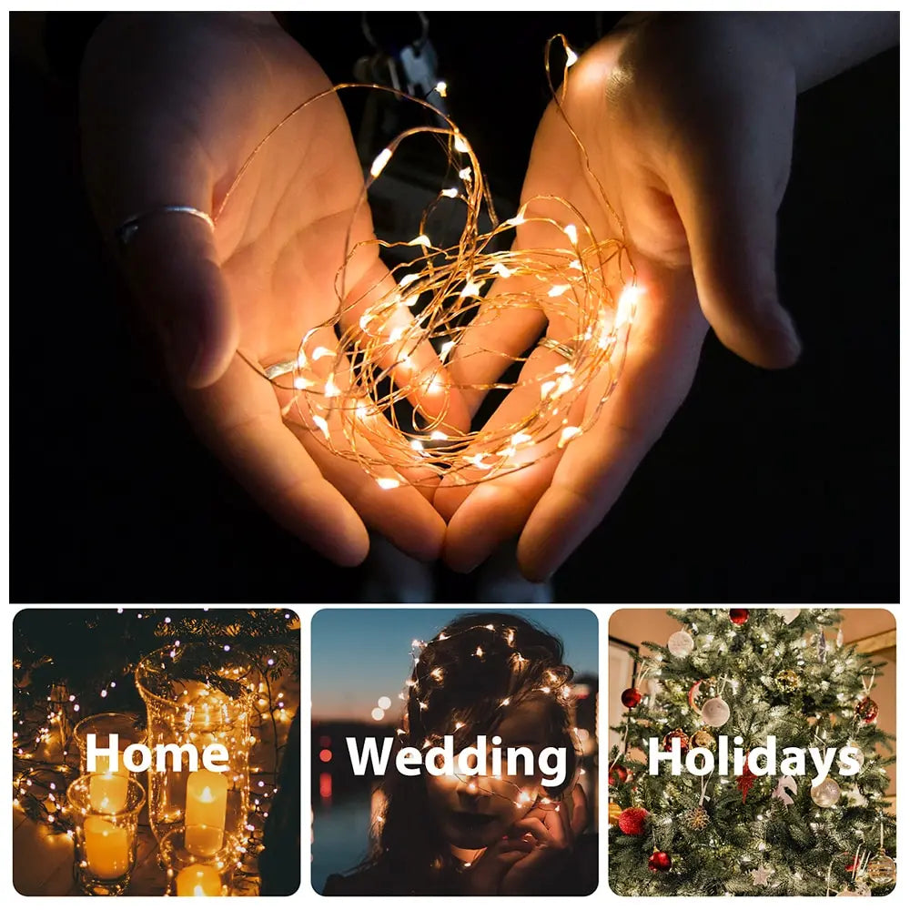 2m 3m 5m 10m Copper Wire LED Fairy String Lights Battery Powered Garland For - Home Improvement - view 3