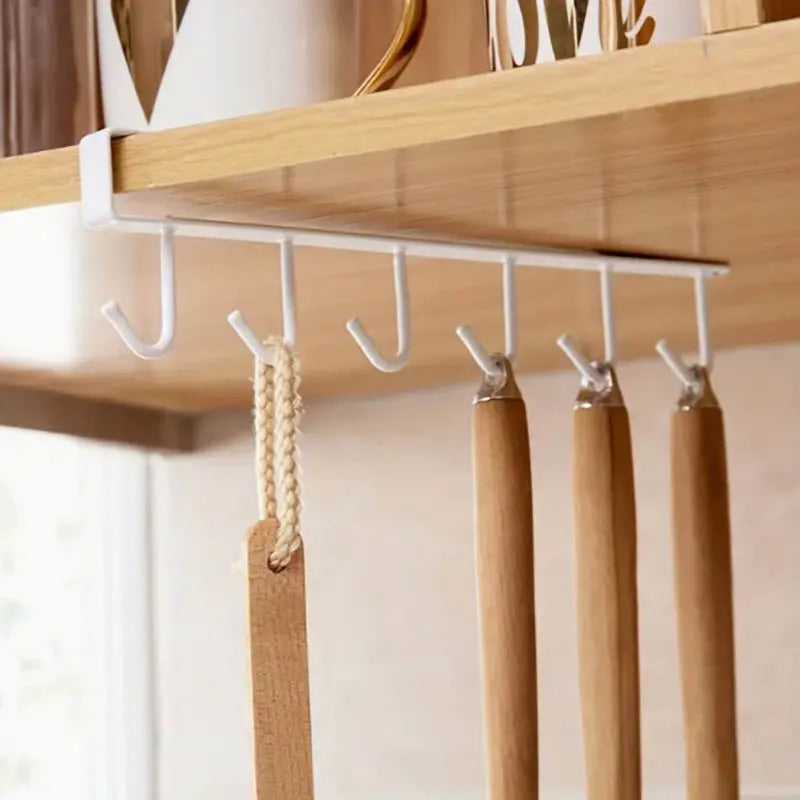 2pcs Multi-Purpose Kitchen Organizer with 6 Hooks and Cup Holder Kitchen Cabinet - Cabinet Organizer - view 4