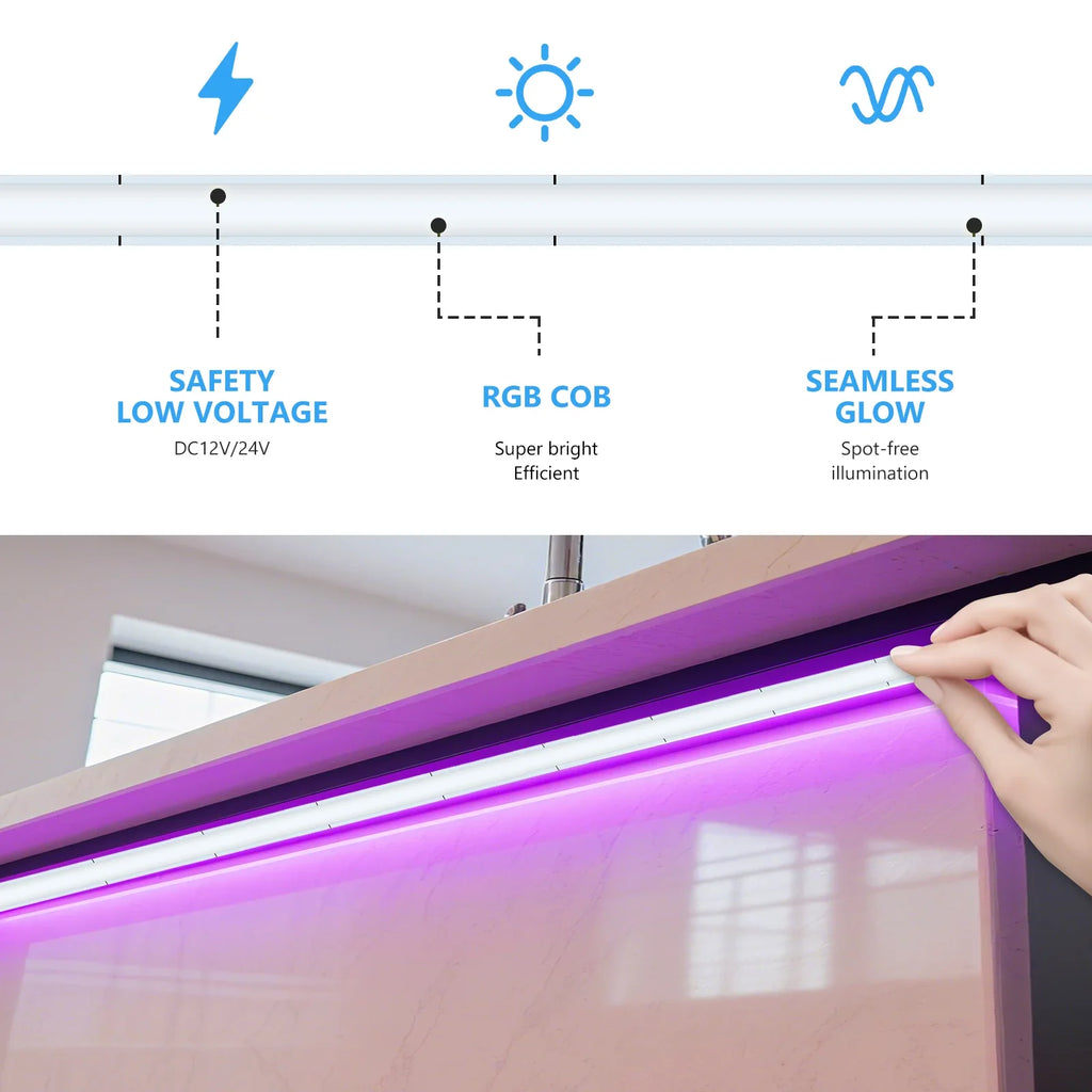 5mm RGB COB LED Strip 12V 24V 576LEDs/M RA90 RGB Colorful Led Ribbon Tape - Kitchen Faucet - view 5