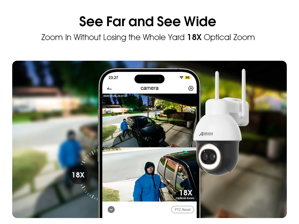ANRAN 4K Dual Lens WiFi Security Solar Camera 24H Recording 18x Optical Zoom Two-Way - Solar Light - view 6
