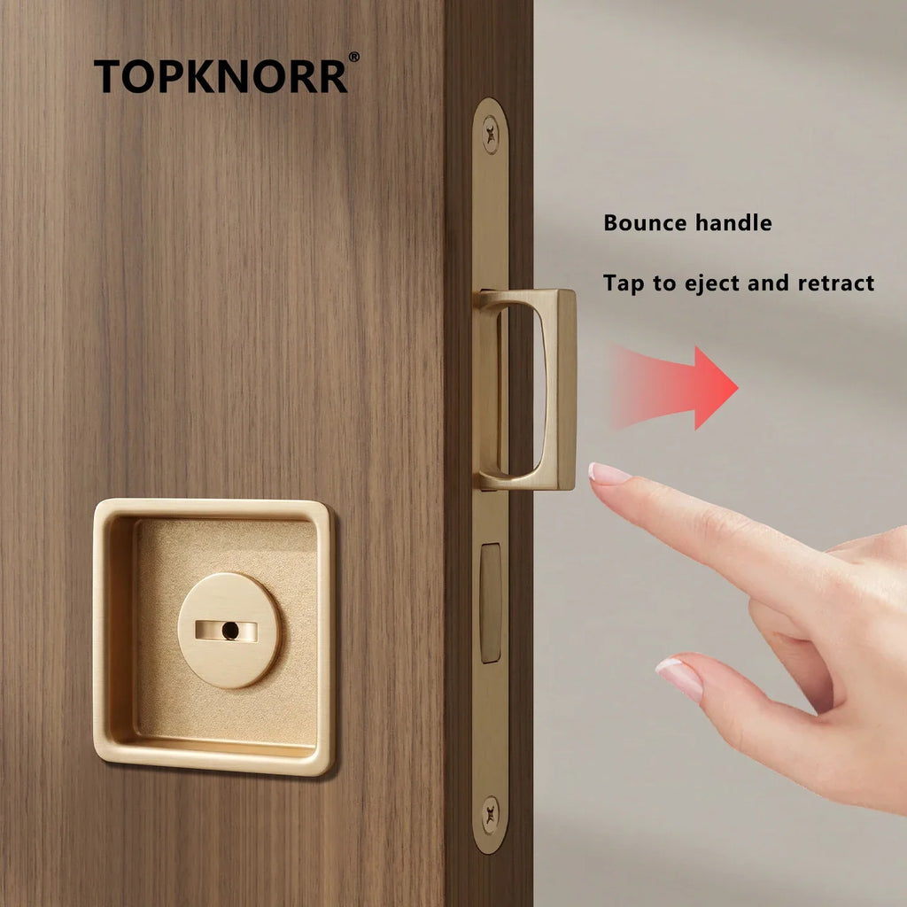 Black Invisible Pocket Sliding Door Lock with Side Handle for Balcony Kitchen Bathroom - Home Improvement - view 3