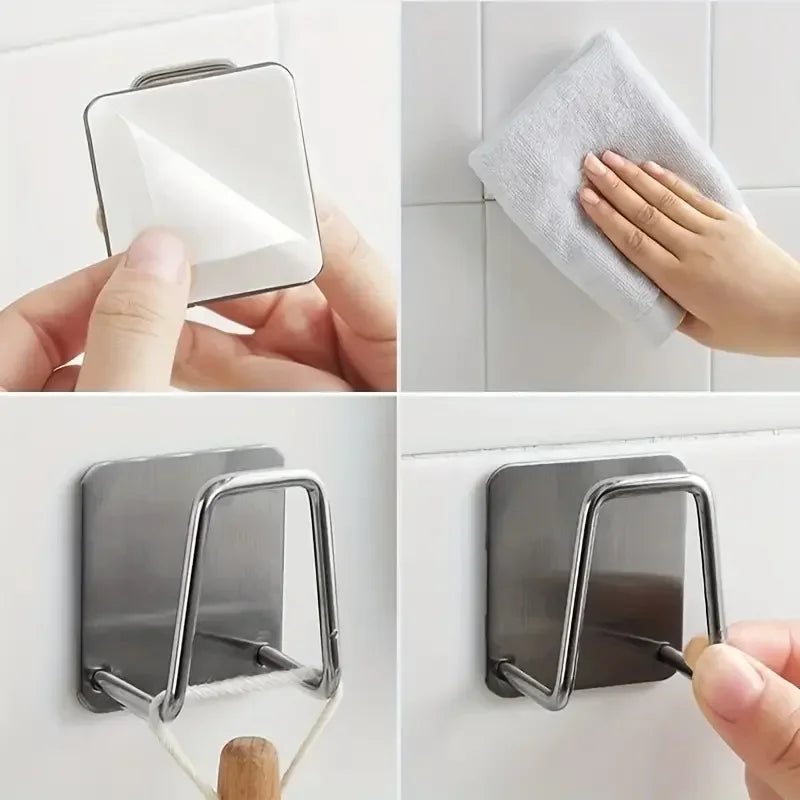 2/4Pcs Stainless Steel Sponge Holder For Kitchen Sink No Punching Sponge Holder Wall Mount - Organizer - view 4