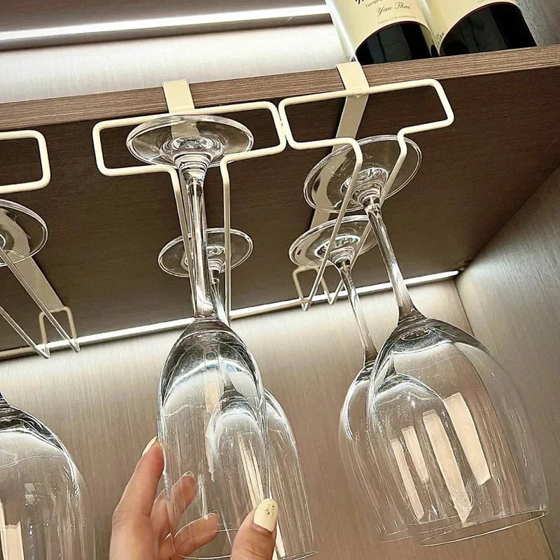 No Drilling Metal Wine Glass Holder - Stemware Rack for Under Cabinet Storage Kitchen - Cabinet Organizer - view 2