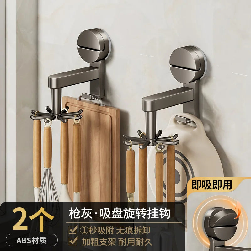 YUTOKO 360 Rotating Suction Cup Hooks Wall Mounted for Kitchen Utensil Organizer - Cabinet Organizer - view 8