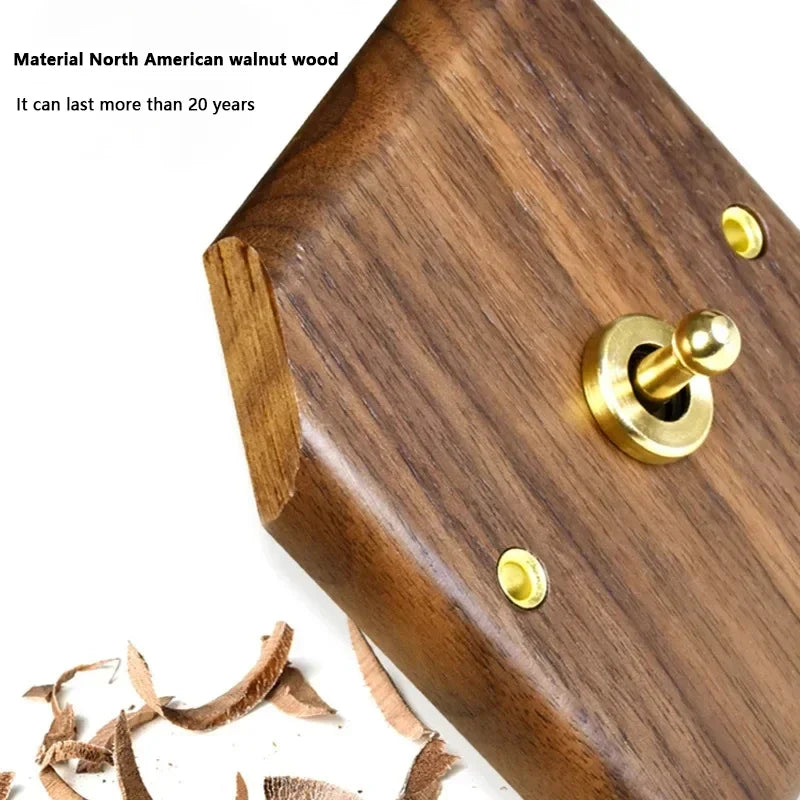 High Quality Retro Europe Type Vintage Wall Light Switch Socket, Solid Wood Brass Toggle - Wall Light - view 3
