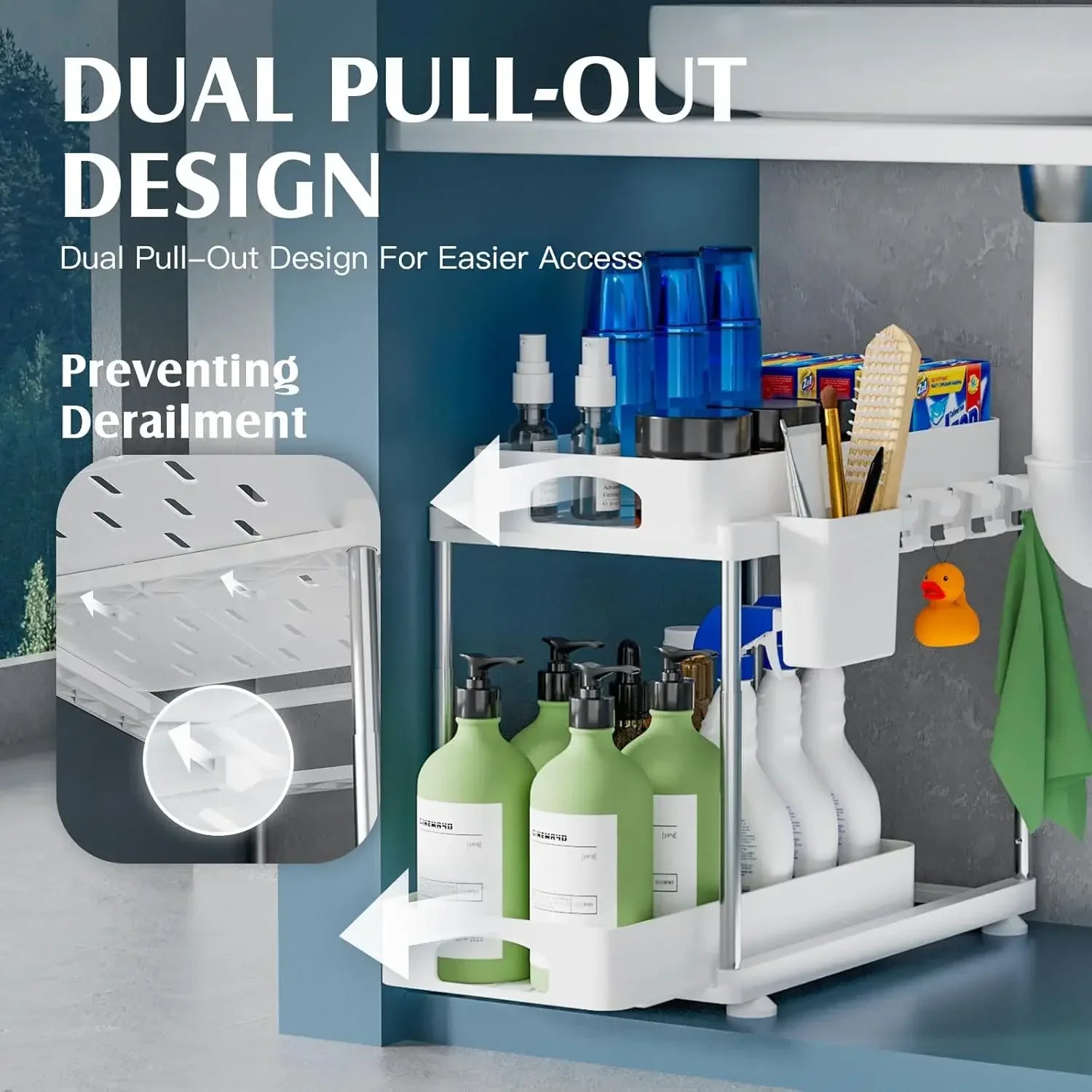 2 Pack Under Sink Organizers and Storage, Double Sliding Kitchen Cabinet Organizer - Cabinet Organizer - view 3