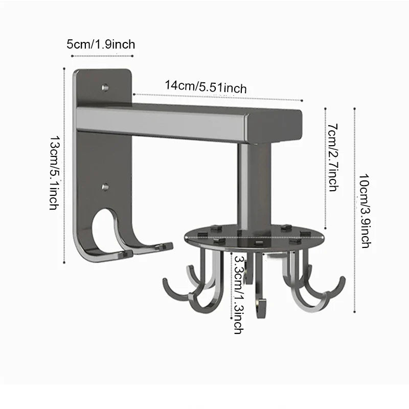 1pc Kitchen rotary hook wall mounted pot shovel storage rack, spoon shovel rack, kitchen - Storage Shelf - view 3