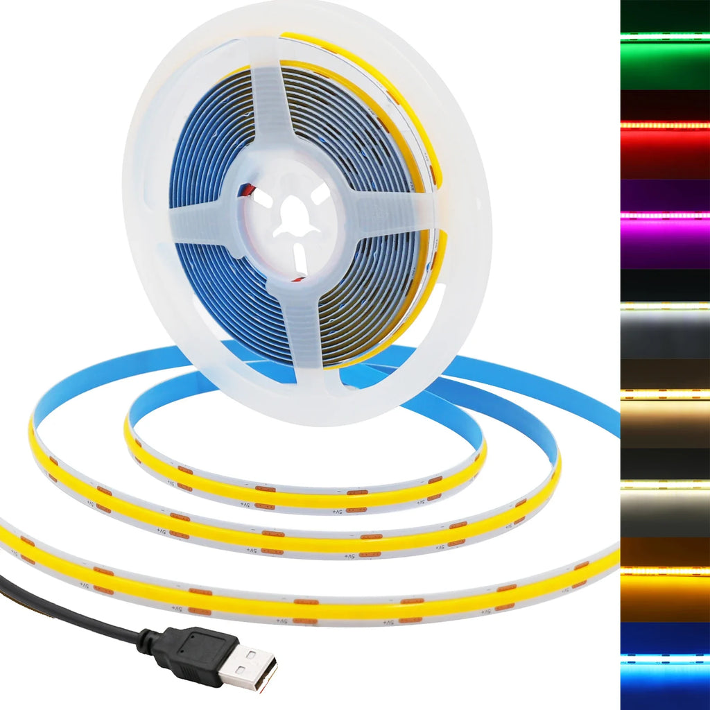 DC 5V USB COB Strip Width 8MM Flexible LED Strip Cabinet Light Lamp Home - Cabinet Organizer - view 2