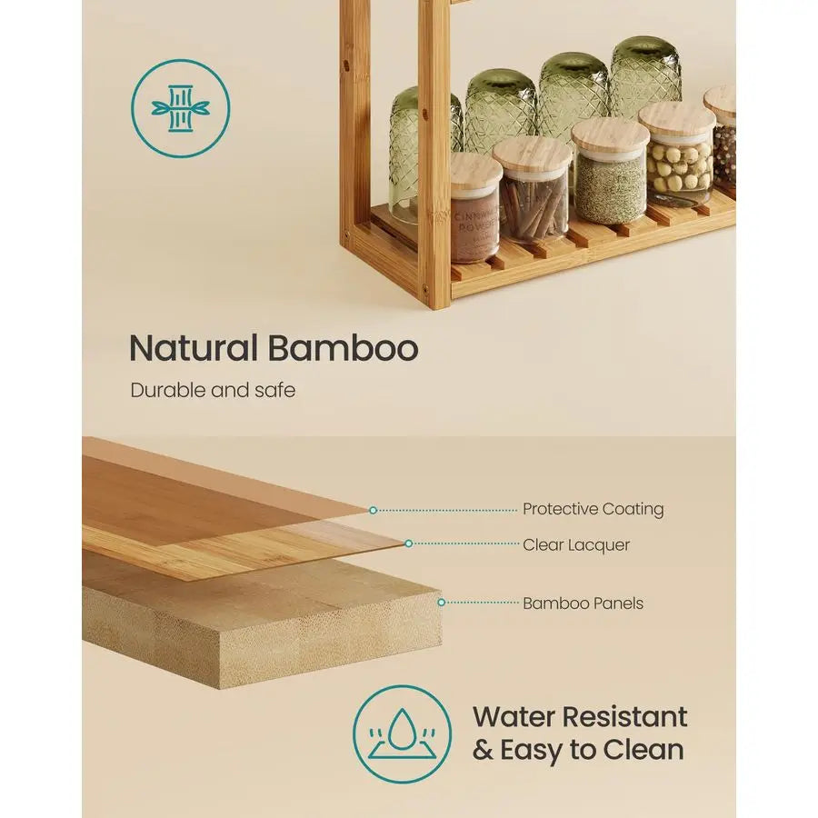 Bamboo Bathroom Shelf, 3Tier Adjustable Plants Rack, WallMounted or Stand, in the - Storage Shelf - view 7