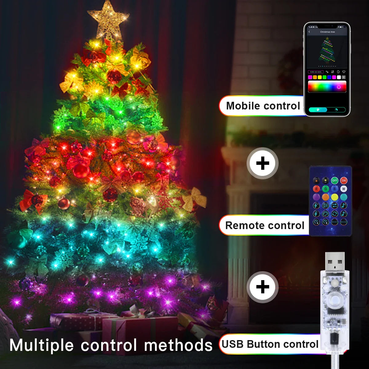 WS2812B RGBIC LED String 20m 10m 5m USB Fairy Lights Dreamcolor DIY Smart IC - Home Improvement - view 5