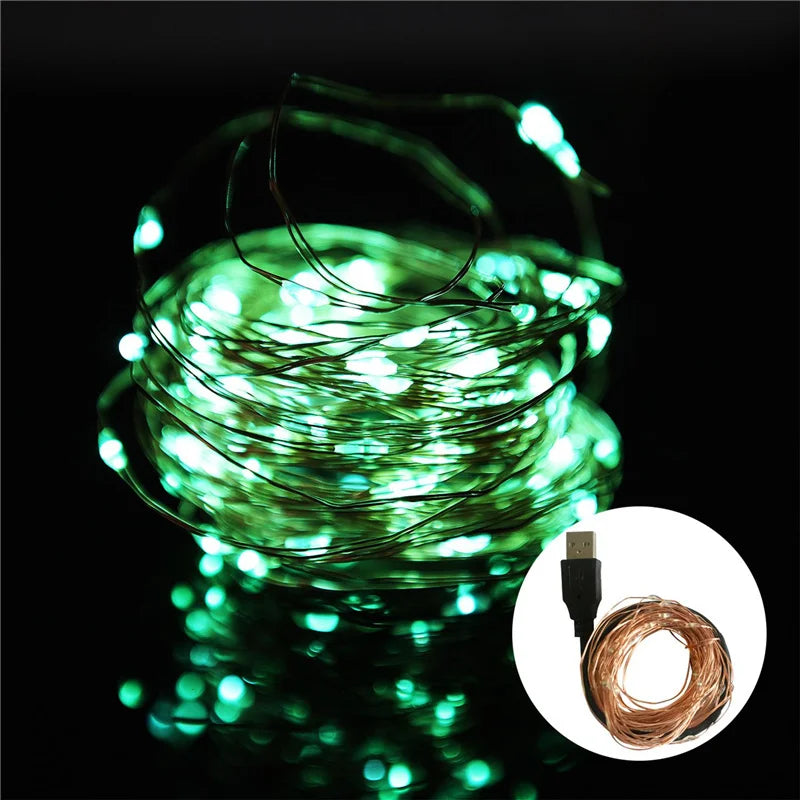 USB LED String Lights Copper Wire Fairy Warm White Garland Home Christmas Wedding Holiday - Home Improvement - view 7