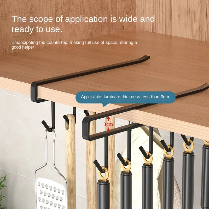 1Pc Black Kitchen Hanger Hook With No Marks Or Nails For Storing Pots Shovels - Organizer - view 5