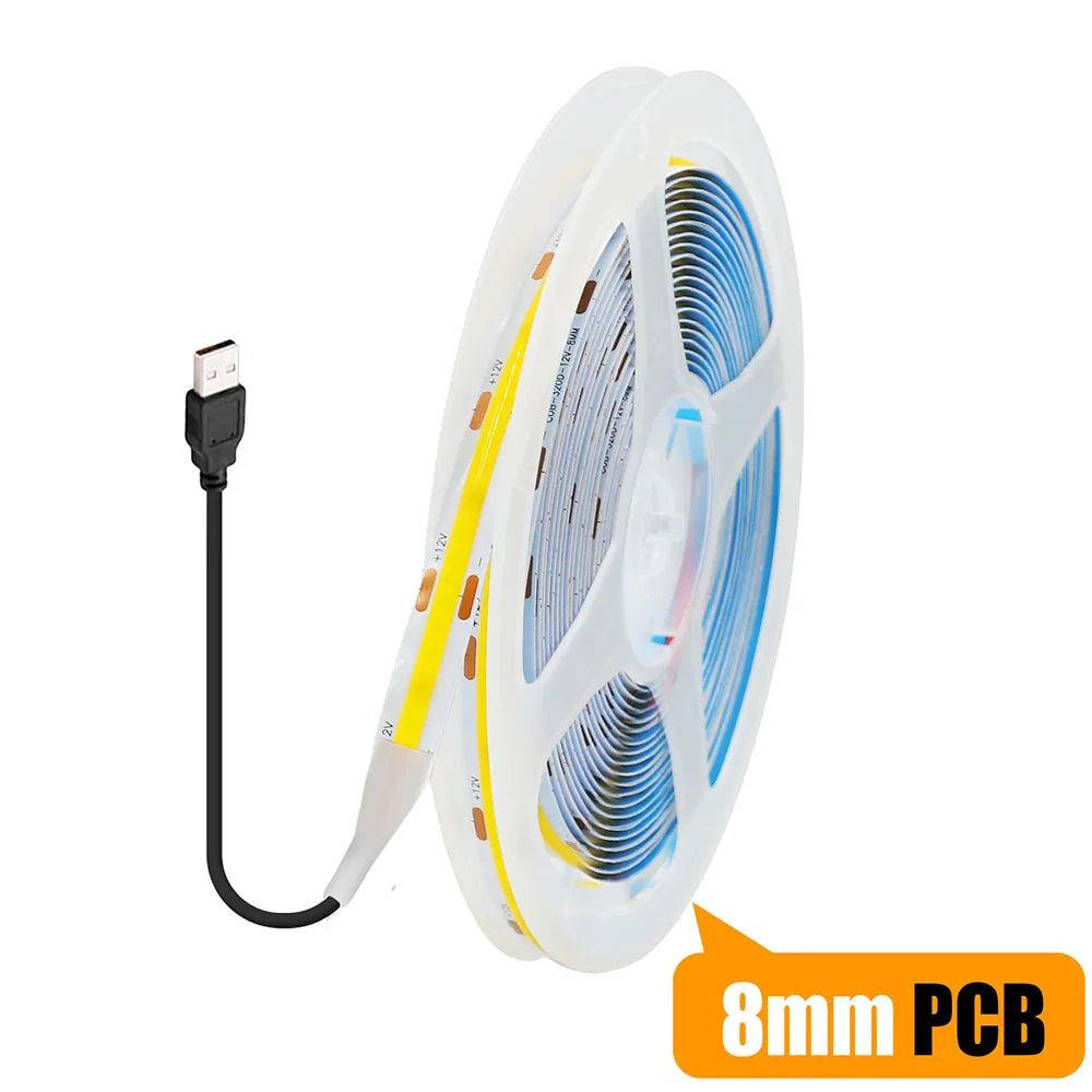 5V USB 3mm 5mm COB LED Strip Light 8MM PCB White Red Green Pink - LED Strip Light - view 7