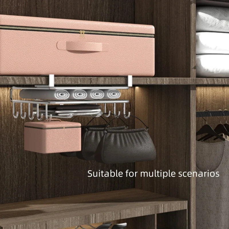 1PC Stainless Steel Hanging Kitchen Storage Rack with Hooks Paper Towel and Utensils - Storage Shelf - view 5