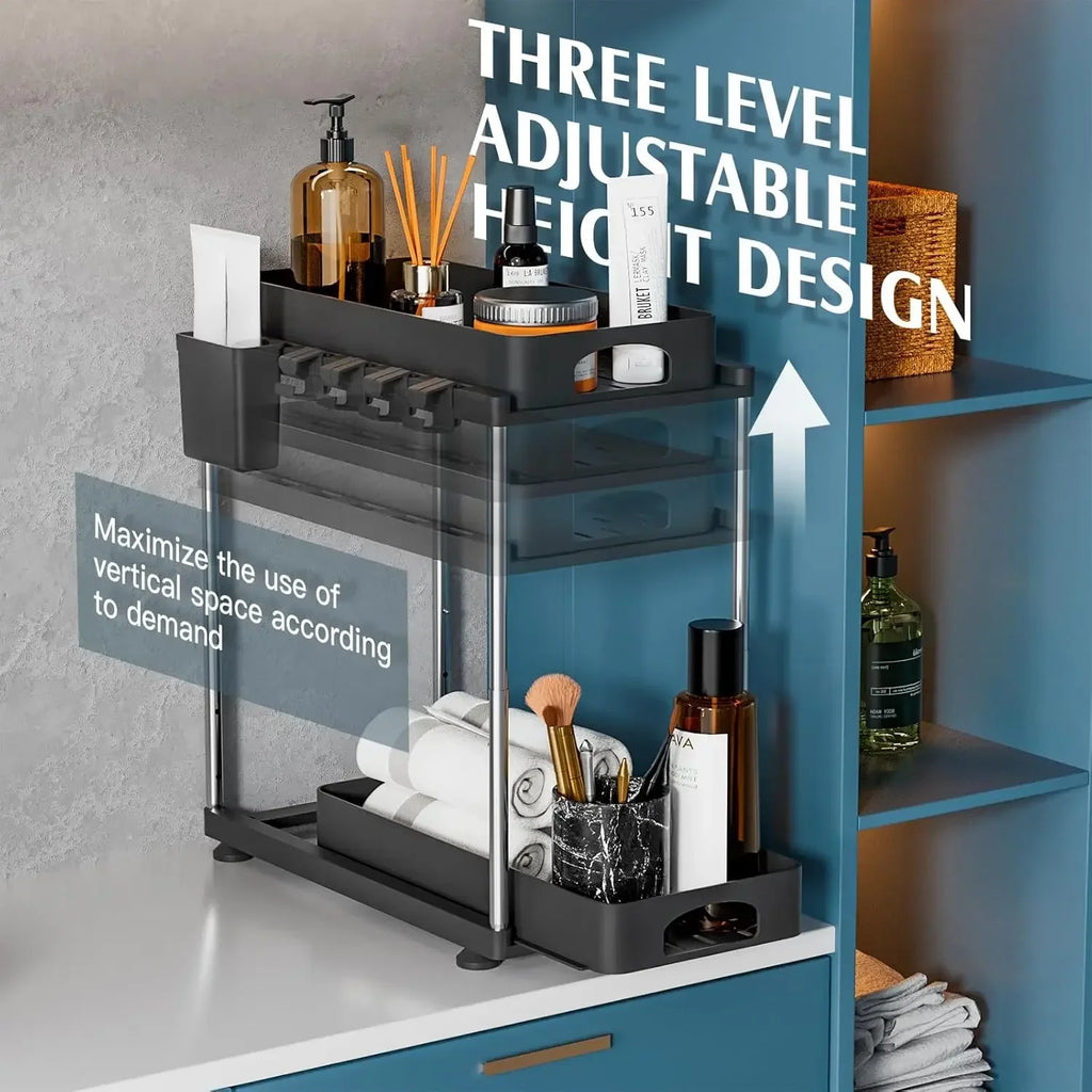 2 Pack Under Sink Organizers and Storage, Double Sliding Kitchen Cabinet Organizer - Cabinet Organizer - view 4