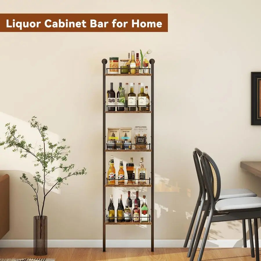 5Tier Freestanding Wine RacksLiquor Bottle Display Shelf with Fences, Wall Mounted - Wine Rack - view 4