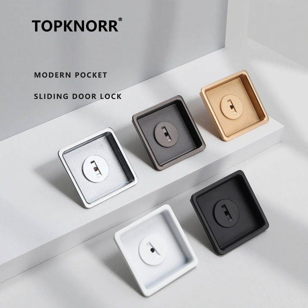 Black Invisible Pocket Sliding Door Lock with Side Handle for Balcony Kitchen Bathroom - Home Improvement - view 6