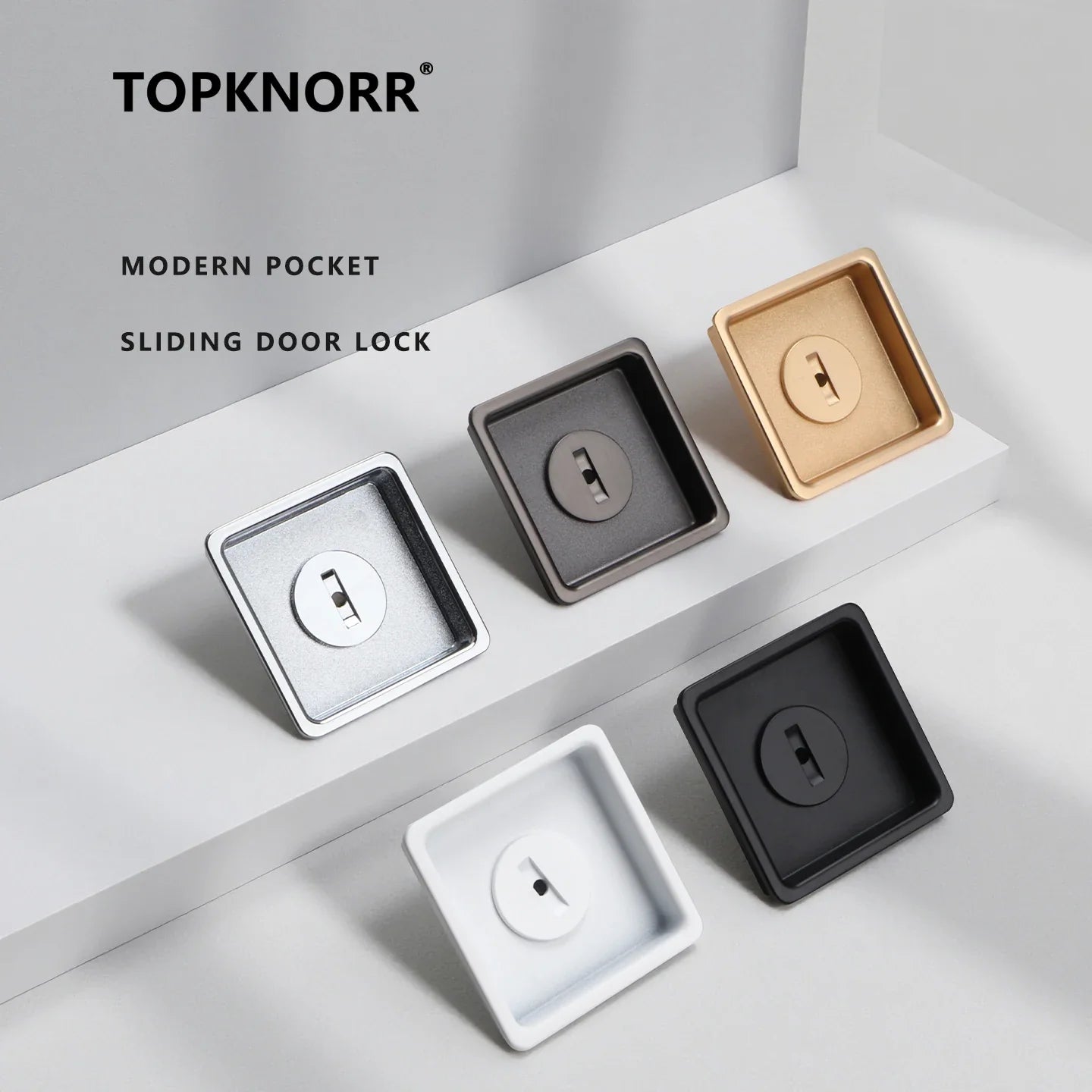 Black Invisible Pocket Sliding Door Lock with Side Handle for Balcony Kitchen Bathroom - Home Improvement - view 6