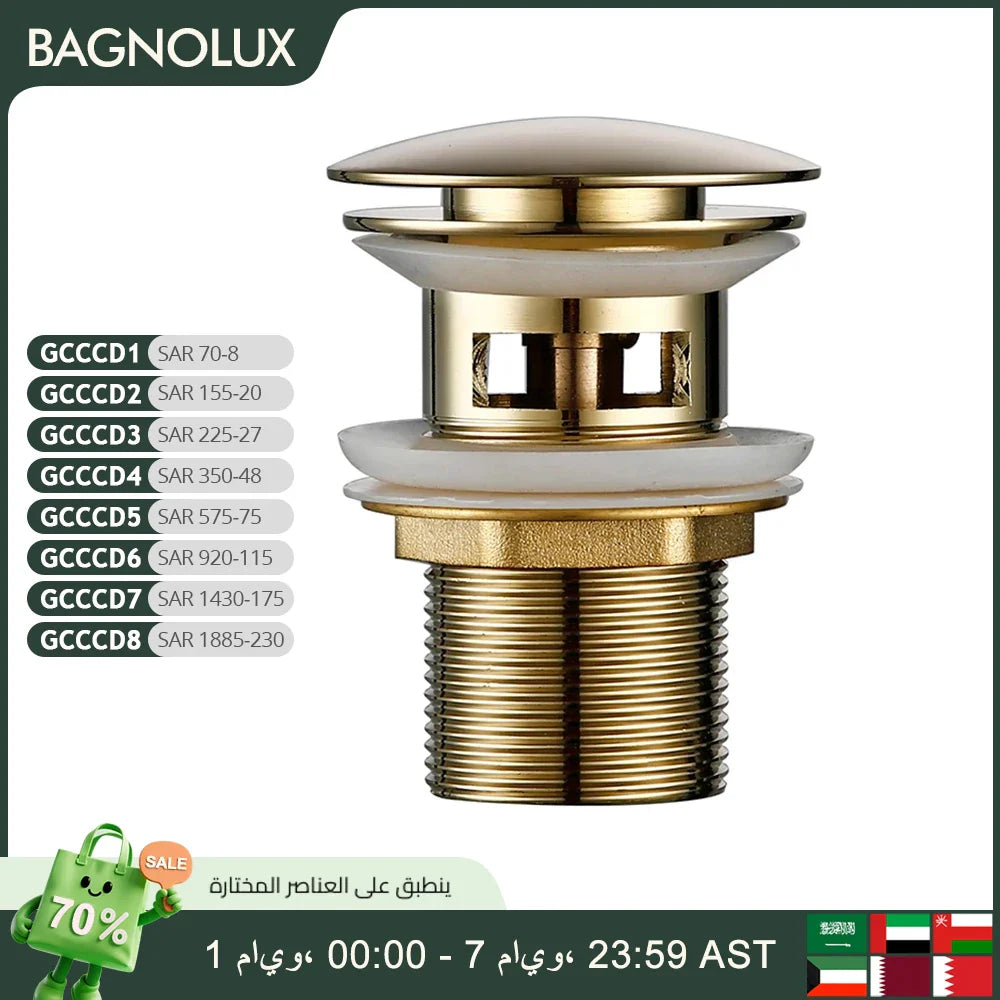 Pop up Drain Button Bathroom Sink Plug Black Gold Rose Siphon Waste Stopper Wash - Home Improvement