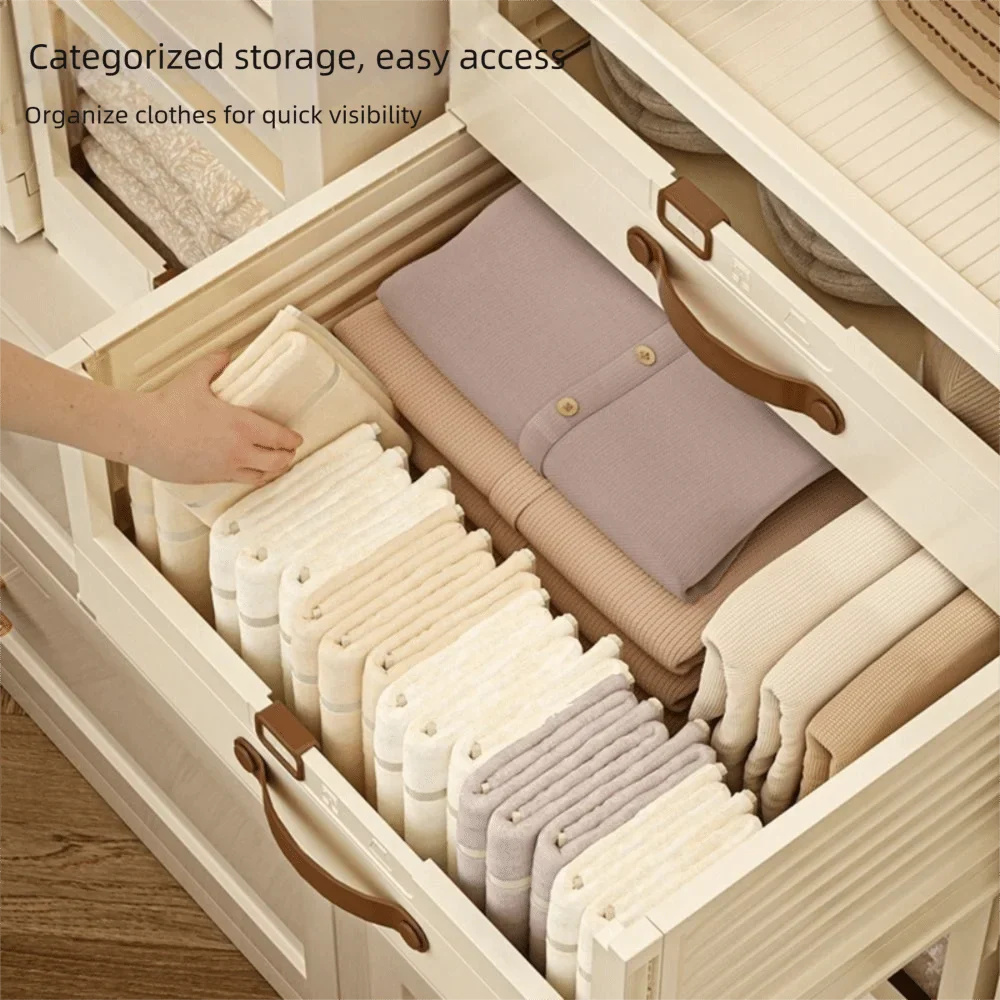 Household Plastic Drawer Organizer Foldable Stackable Cabinet Storage Pull Out With - Cabinet Organizer - view 2