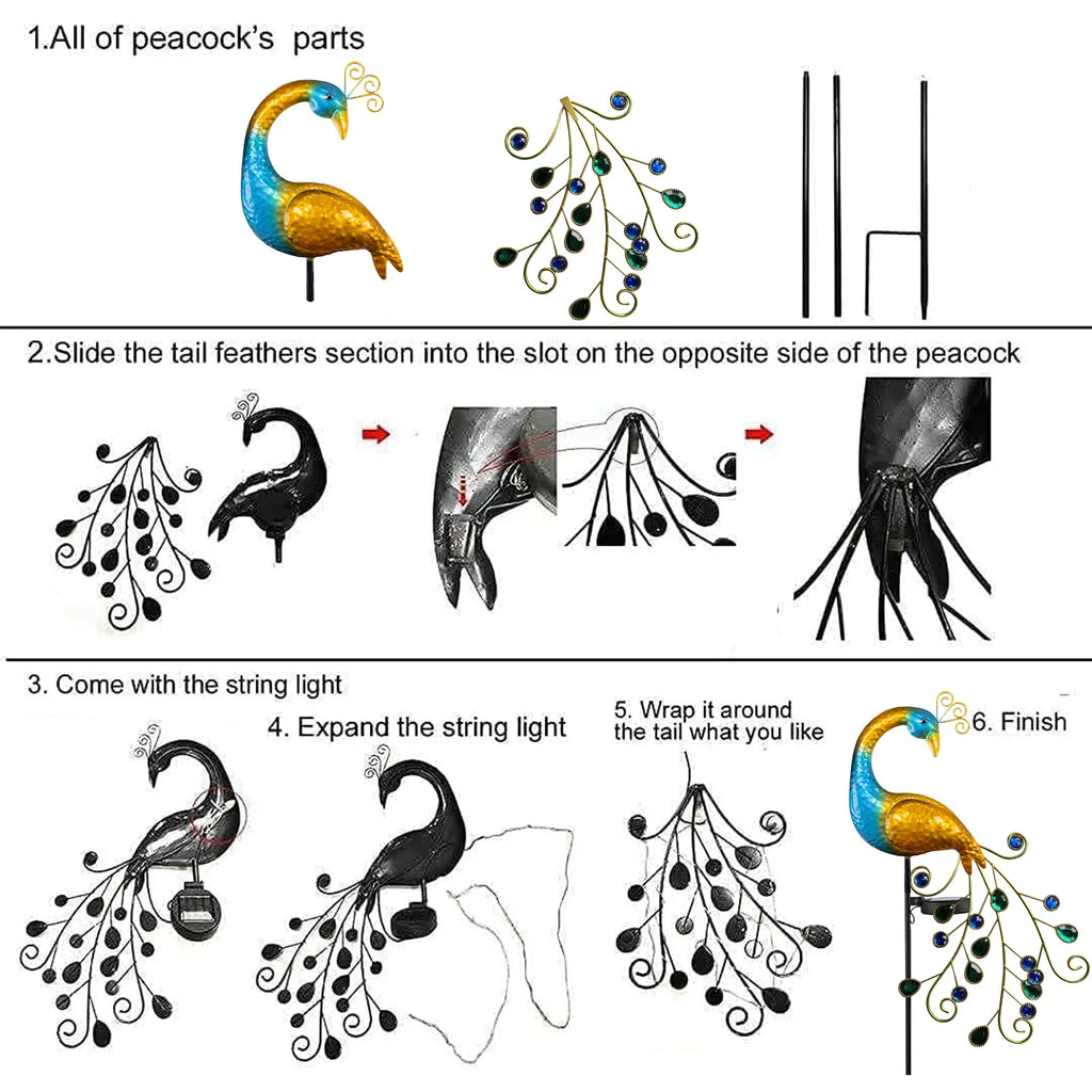 1 PC Peacock Animal-Shaped Solar Garden Lamp Outdoor Decorative Lighting Automatic - Solar Light - view 4