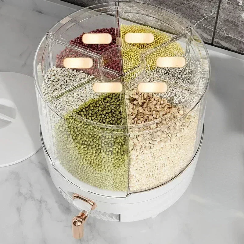Bucket Household Rotating Sealed Insect-proof And Moisture-proof Grain Box Kitchen Six - Home Improvement - view 3