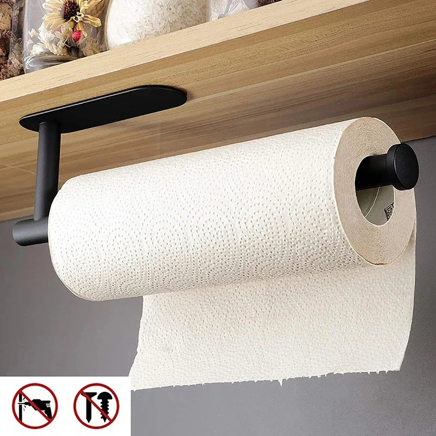Wall Mounted Kitchen Racks Storage Stainless Steel Paper Towel Holder Self-Adhesive - Storage Shelf - view 7