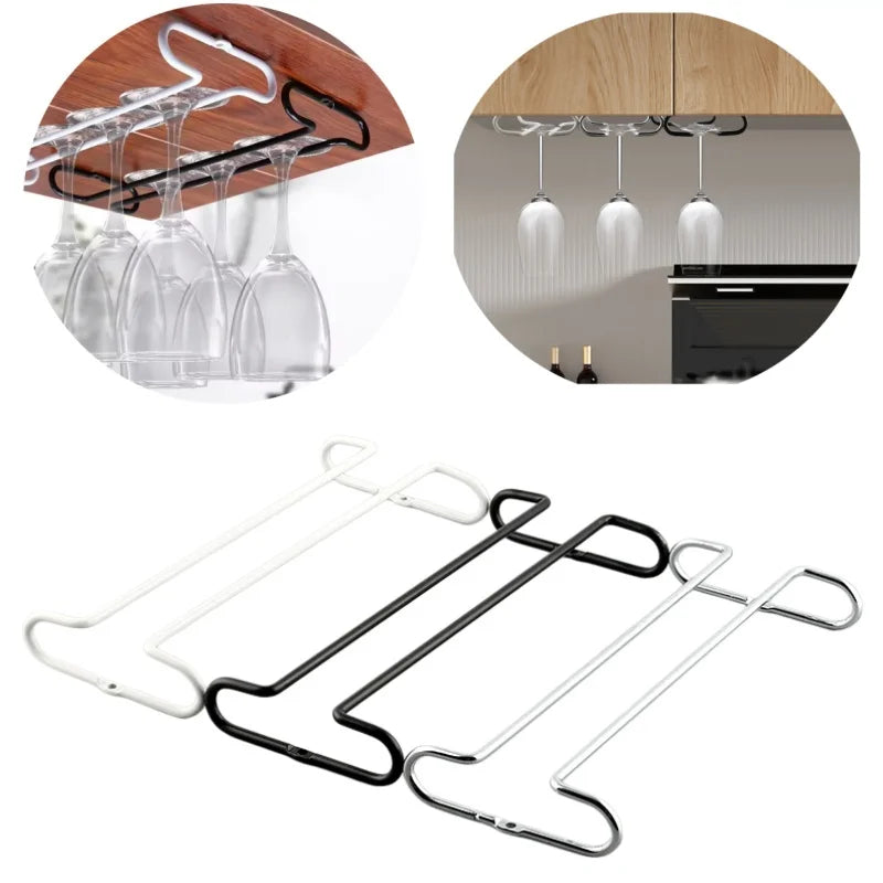 Large Stemware Wine Glass Hanger Rack Under Cabinet Kitchen Bar Storage Black 87HA - Cabinet Organizer - view 7