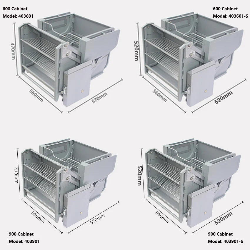 Refrigerator top cabinet double body lifting pull basket double layer hanging cabinet - Cabinet Organizer - view 2