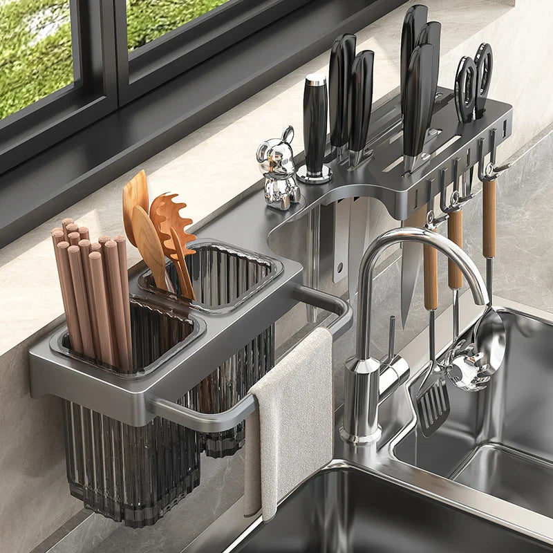 Knife rack, storage shelf, kitchen wall-mounted multifunctional knife rack, chopstick - Storage Shelf - view 2