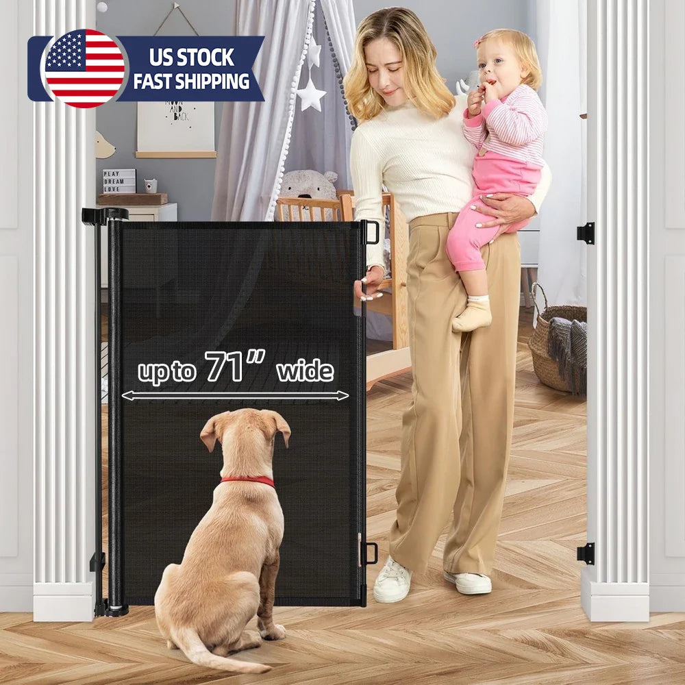 Retractable Baby Safe Doorways 71" Wide Baby Gate Child Safety Gate For Doorways Stairs - Safety Gate - view 8