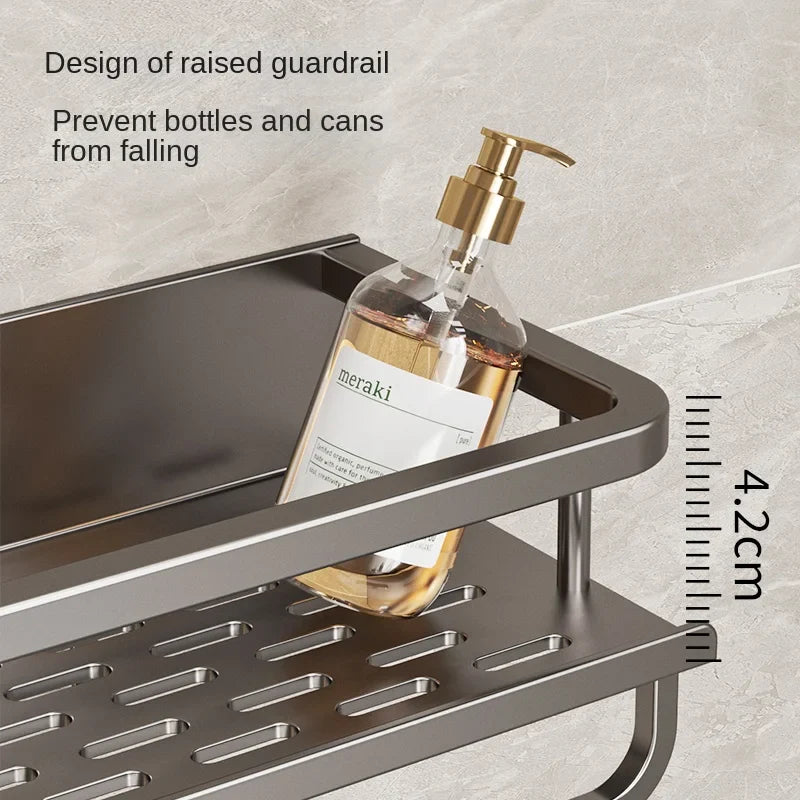 Light luxury kitchen multi-functional storage rack wall-mounted spice rack hole-free - Storage Shelf - view 5
