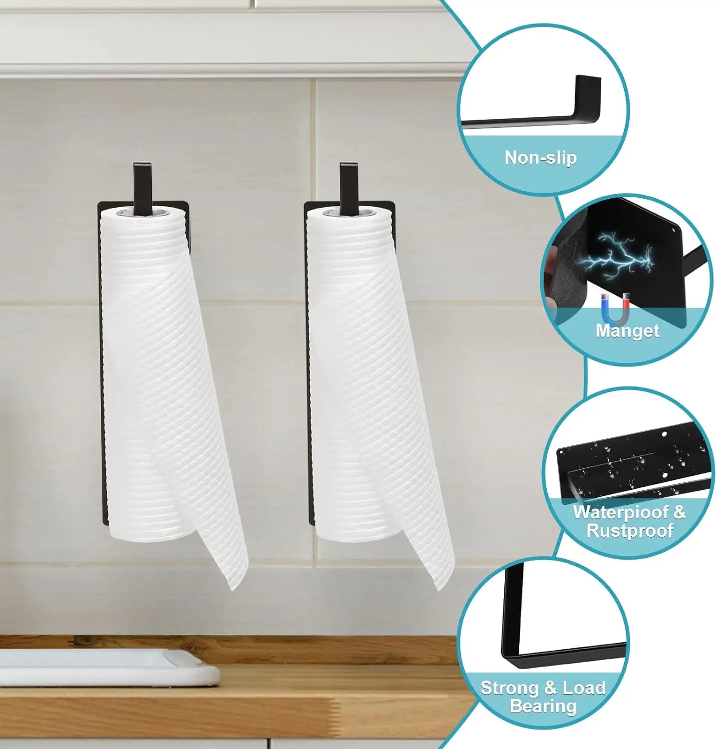 2-piece set of magnetic tissue holder, magnetic and drilled tissue holder wall - Organizer - view 3